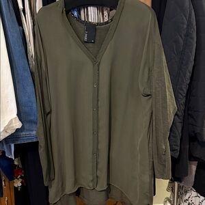 Elegant Olive Button-Up Blouse